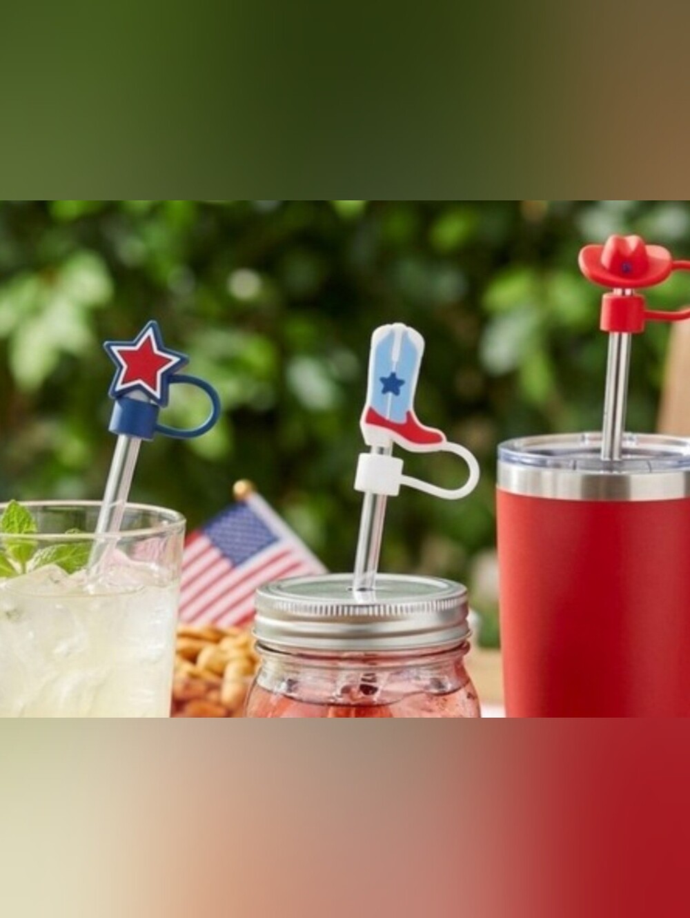 3/$25 Way to Celebrate! Patriotic Straw Toppers